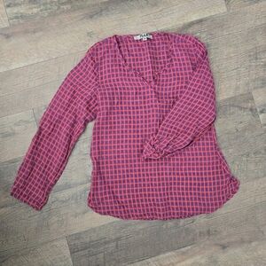 Flax Brand Linen Checkered Top